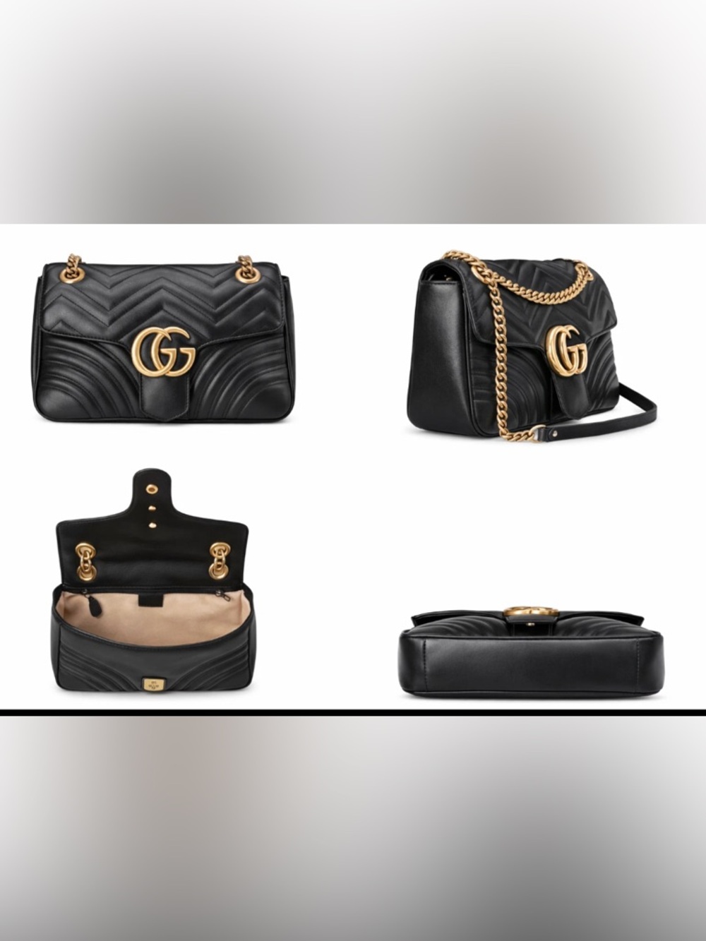 Gucci Black GG Marmont Maletase Calfskin Black Shoulder Bag